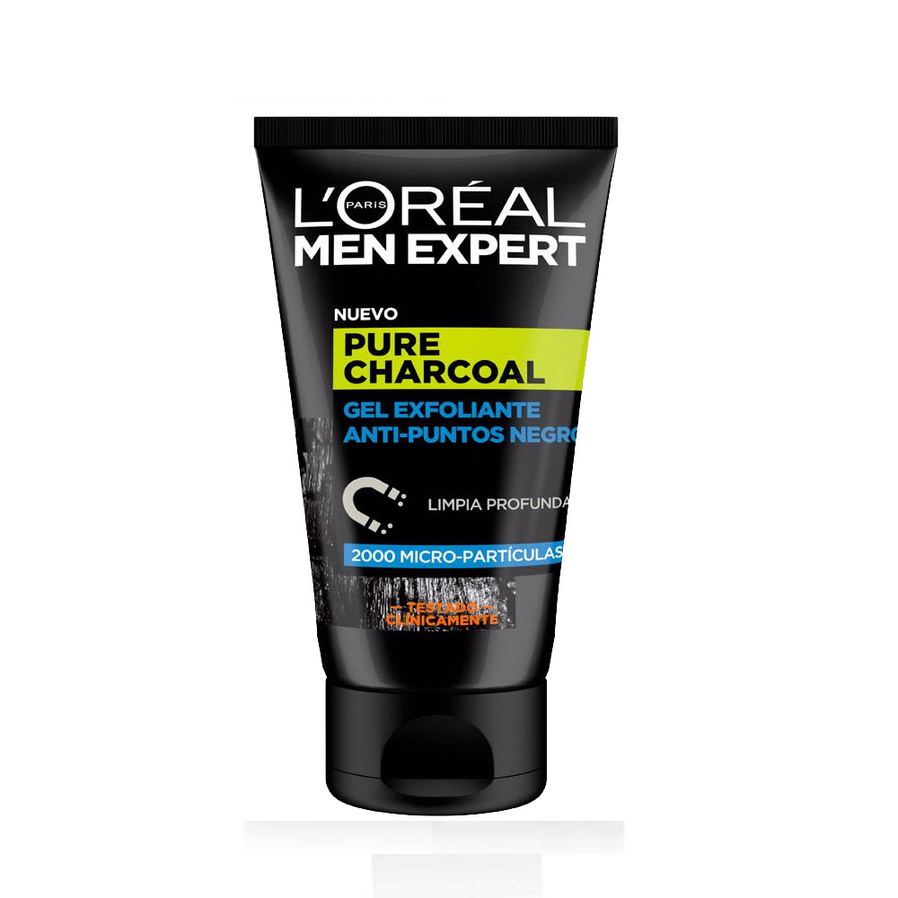 MEN EXPERT pure charcoal gel exfoliante p.negros 100 ml - Plureals