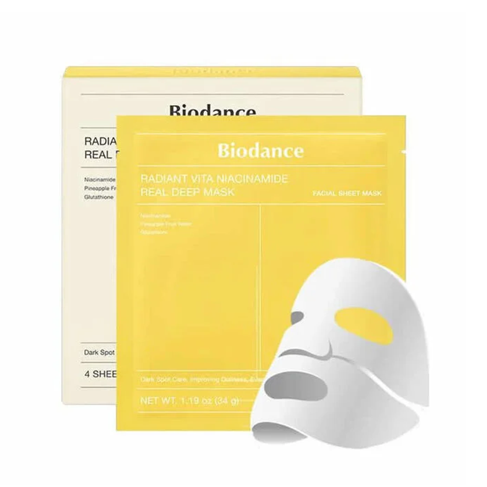 Biodance – Radiant Vita Niacinamide Real Deep Mask 1Box, 34g*4ea - Plureals