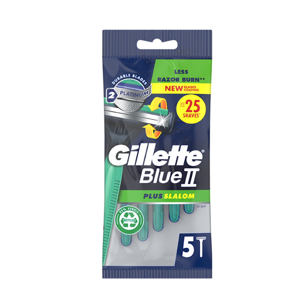GILLETTE BLUE II PLUS SLALOM disposable razor blades 5 units - Plureals