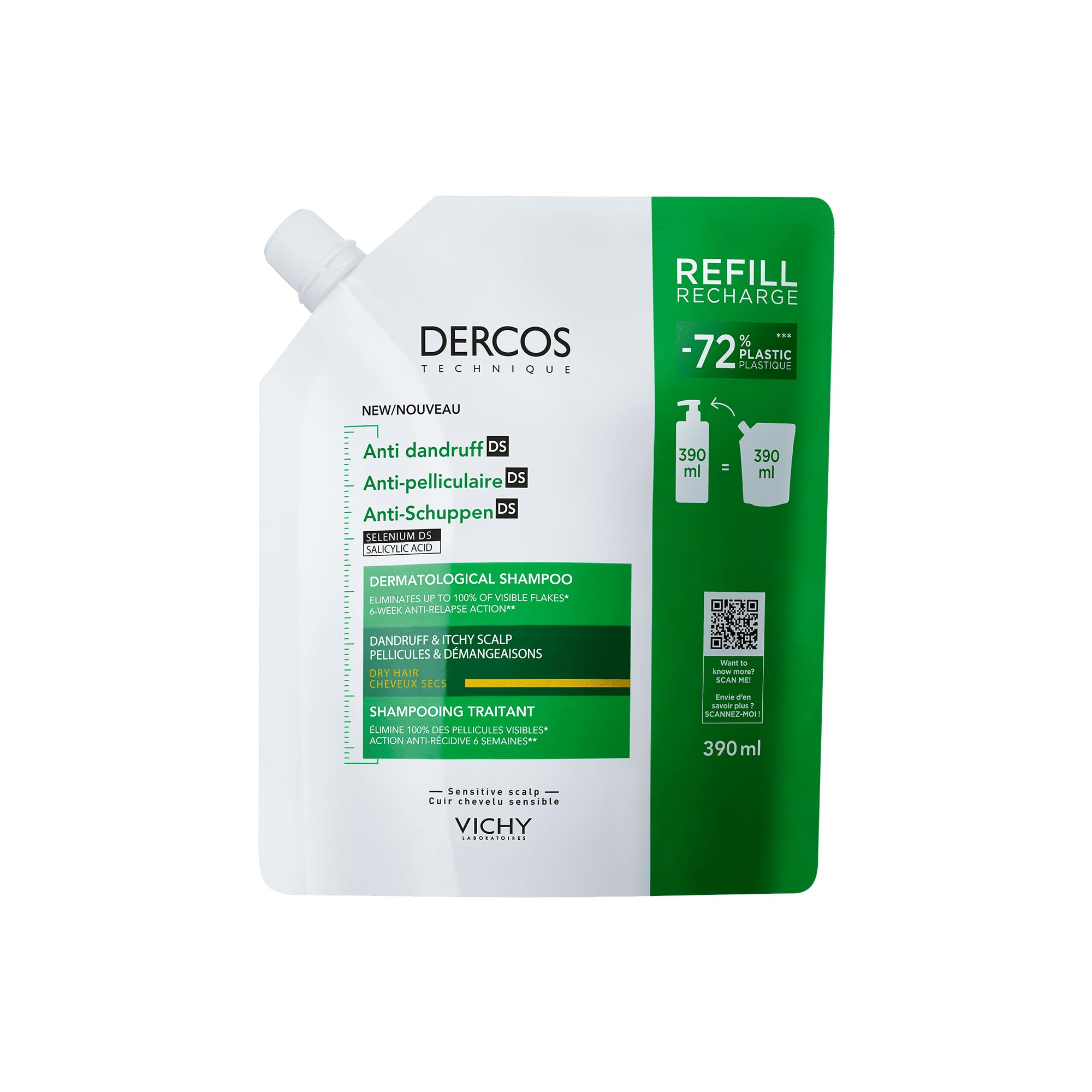 DERCOS anti-dandruff for dry hair Recharge 390 ml