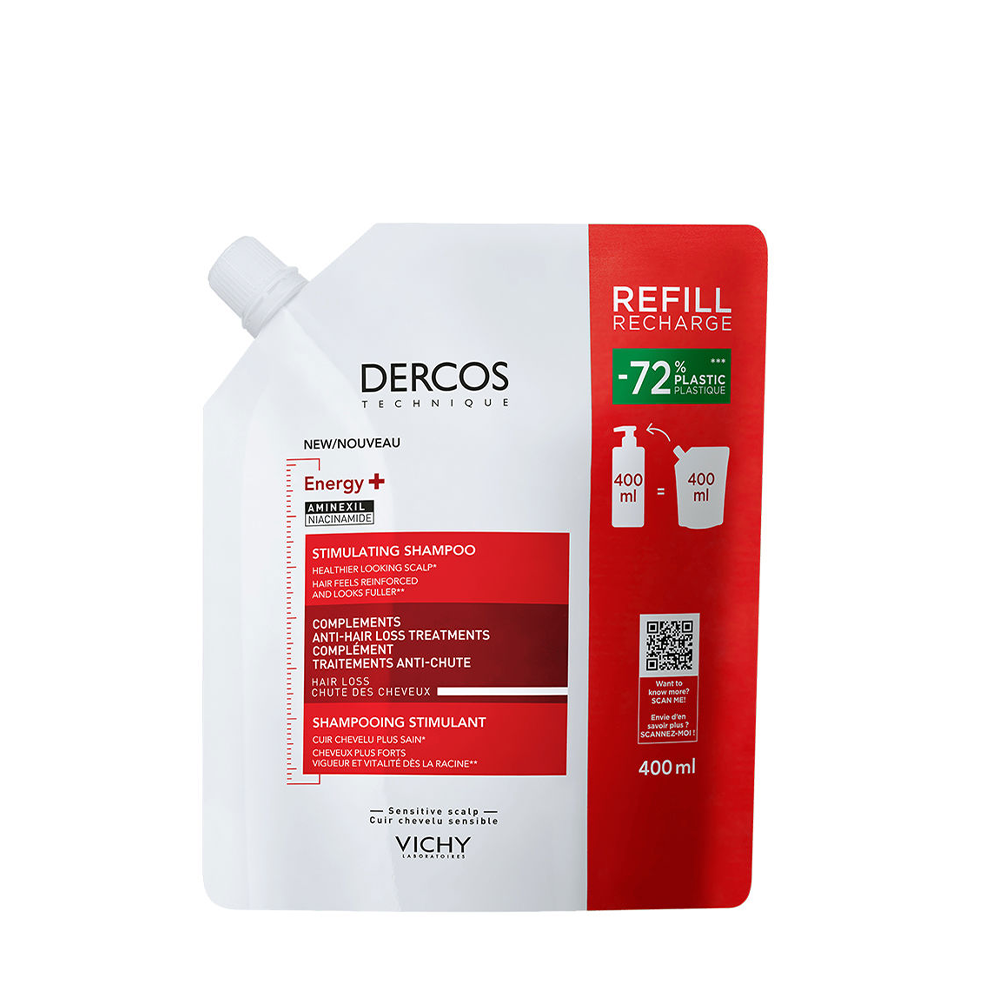 DERCOS ENERGY+ Stimulating Shampoo Refill 400 ml - Plureals