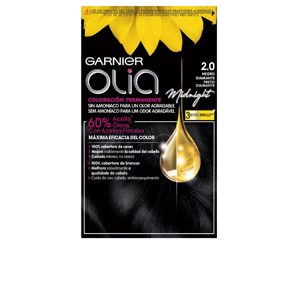 OLIA coloración permanente sin amoniaco #2.0-negro diamante 1 u - Plureals