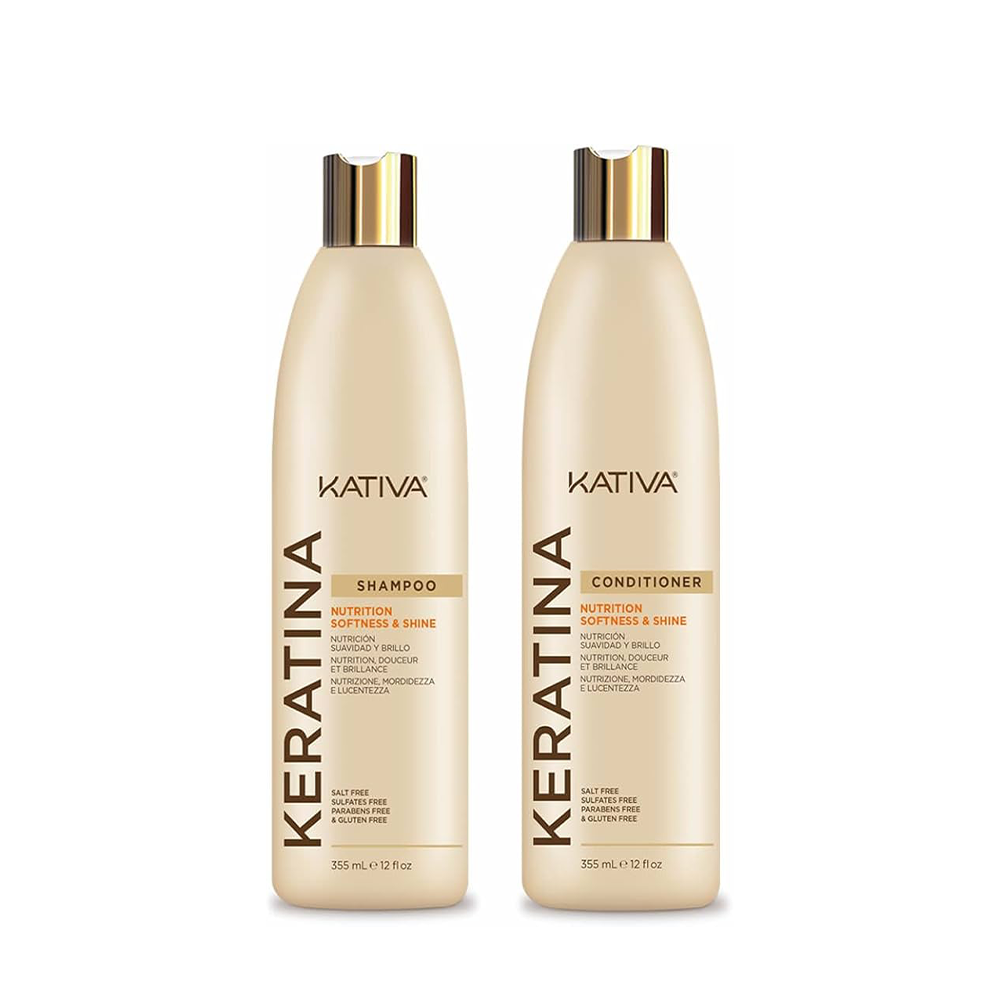KATIVA KERATINA KIT SHAMPOO 355 ML + CONDITIONER 355 ML - Plureals
