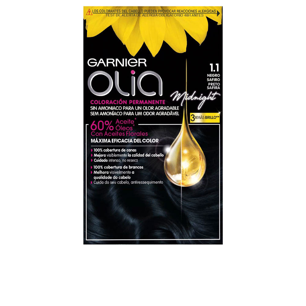 OLIA coloración permanente sin amoniaco #1.10-negro zafiro 1 u - Plureals