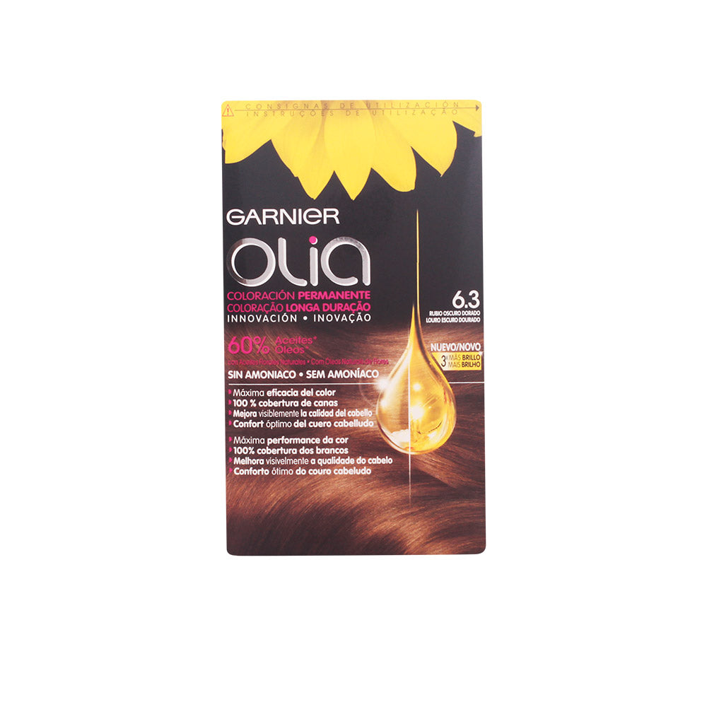 OLIA coloración permanente sin amoniaco #6.3-rubio oscuro dorado 1 u - Plureals
