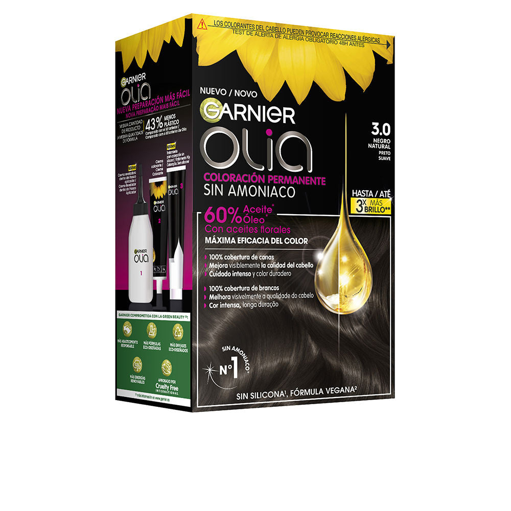 OLIA coloración permanente sin amoniaco #3.0-negro natural 1 u - Plureals