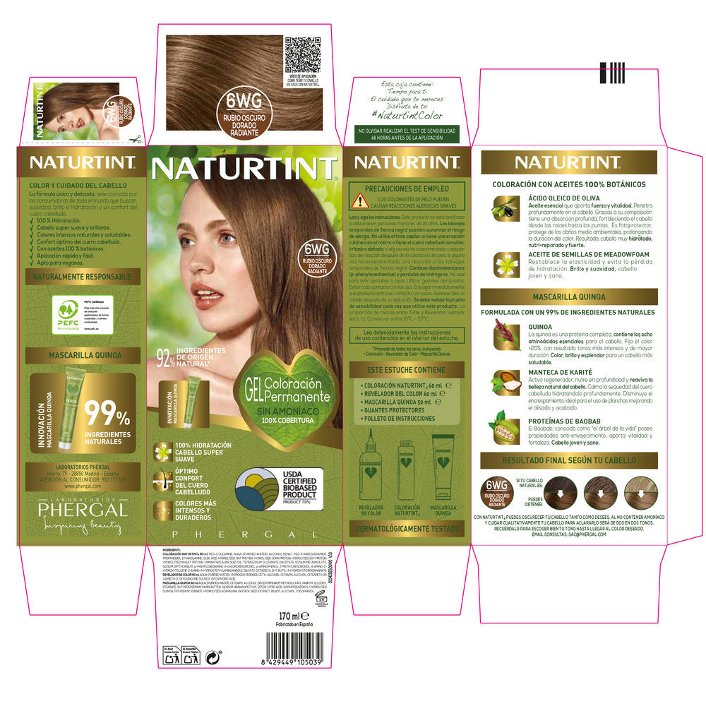 Coloration permanente sans ammoniaque — n°6WG Blond foncé doré chaud