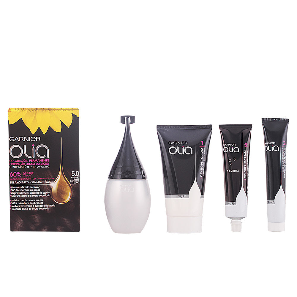 OLIA coloración permanente sin amoniaco #5.0-castaño claro 1 u - Unisex