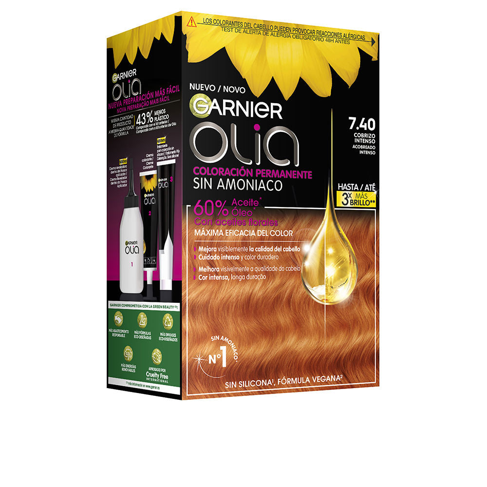 OLIA coloración permanente sin amoniaco #7.40-cobrizo intenso 1 u - Plureals