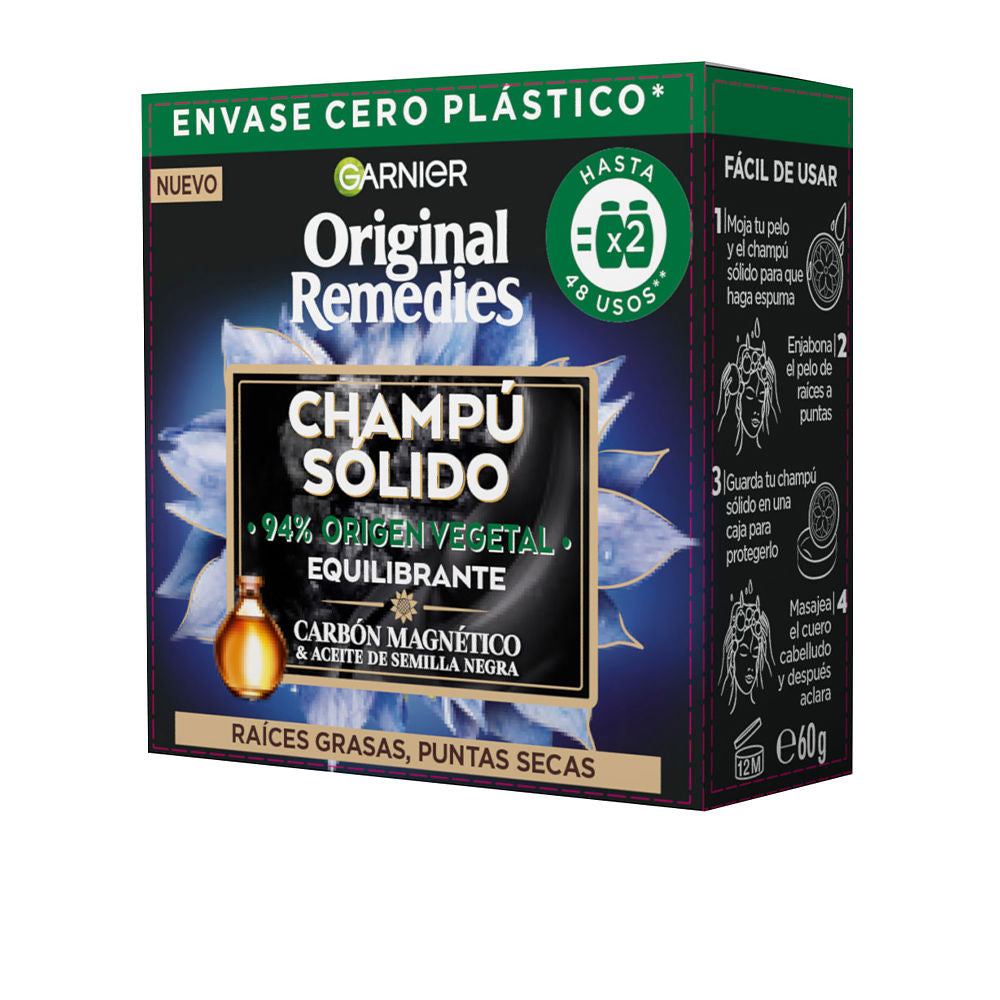 ORIGINAL REMEDIES magnetic charcoal balancing solid shampoo 60 gr - Plureals