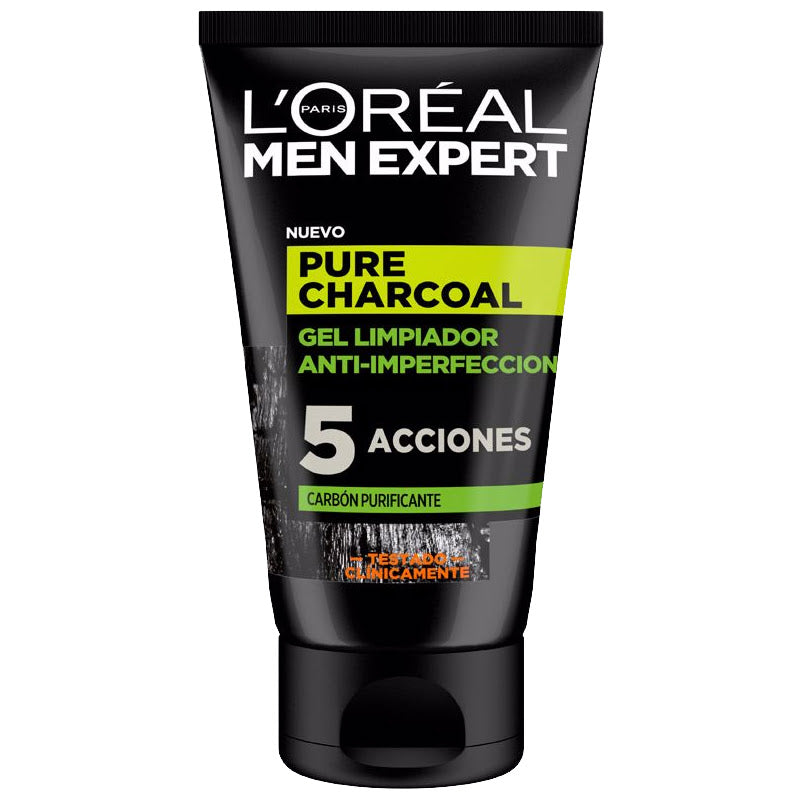 MEN EXPERT pure charcoal gel limpiador purificante 100 ml - Plureals